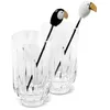 Image de LLADRÓ Lot de 2 verres en verre hauts + 2 agitateurs toucan Lustre doré Lithophanie en porcelaine