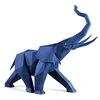 Image de LLADRÓ Figurine en Porcelaine Éléphant en Couleur Bleue de la Collection Origami. Sculpture de Porcelaine Inspirée par Un Éléphant Africain au Design Géométrique et Contemporain.