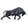 Image de LLADRÓ Figurine en Porcelaine Taureau Noir Mat de la Collection Origami. Porcelaine. Sculpture Géométrique de Design Contemporain d'un Taureau Brave.