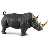Image de LLADRÓ Figurine en Porcelaine Rhinocéros de Couleur Noir et Doré de Série Limitée. Sculpture Représentant Un Rhinocéros Africain de Design Contemporain.