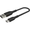 Image de Belkin BoostCharge câble USB-C à gaine tressée, câble de recharge USB-C vers USB-A, câble USB Type-C pour iPhone 15, Plus, Pro, Pro Max, Samsung Galaxy S24, iPad Pro, Google Pixel, etc., 15 cm, noir