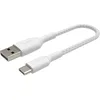Image de Belkin Câble USB-C à gaine tressée Boost Charge (câble USB-C vers USB-A, câble USB Type-C pour Samsung, Pixel, iPad Pro, Nintendo Switch, etc. ; 15 cm, blanc)