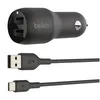 Image de Chargeur voiture - BELKIN - DUAL USBA CAR CHARG 1M - 2 ports USB-A - 24W - Noir