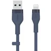 Image de Belkin Câble USB-A vers Lightning BoostCharge Flex en silicone (3 m), certifié MFi, pour iPhone 13, 12, 11, Pro, Max, mini, SE, iPad, etc. (bleu)