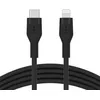 Image de Belkin Câble USB-C vers Lightning BoostCharge Flex en silicone (1 m), certifié MFi (20 W), recharge Power Delivery pour iPhone 14, 13, 12, 11, Pro, Max, mini, SE, iPad, etc. (noir)