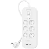 Image de Belkin Multiprise parafoudre avec USB 6 Prises (Montage Mural, Cordon d'alimentation de 2 m, Voyant Lumineux Vert, 1 Port USB-C et 1 Port USB-A, Recharge Rapide PD, Protection jusqu'à 650 Joules)