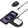 Image de Belkin BoostCharge Pro Station de Recharge 2-en-1 avec Qi2, 15 W, Compatible MagSafe, pour iPhone 17, iPhone Air, Pixelsnap, Apple Watch, AirPods, Adaptateur Secteur Inclus - Noir