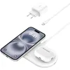 Image de Belkin BoostCharge Pro Station de Recharge 2-en-1 avec Qi2, Recharge Rapide 15W, Chargeur sans Fil pour l'iPhone 17, iPhone Air, Pixelsnap, Les AirPods, et Tout Appareil MagSafe - Blanc