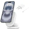 Image de Belkin BoostCharge Socle de Recharge 2-en-1 aimanté et Pliable Qi2, 15W, Compatible MagSafe Chargeur sans Fil, Recharge Rapide, Apple iPhone 17, iPhone Air, Pixelsnap, Adaptateur Inclus - Blanc