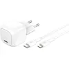 Image de Belkin Chargeur Secteur Compact BoostCharge 30 W (USB-C Power Delivery, Recharge Rapide pour Apple iPhone, iPad, AirPods, tablettes, etc., câble USB-C vers Lightning Inclus, Blanc)