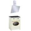Image de GURARI GCH E 612 Cr + GCH D 286 WH 6 Prime, Retro Induction Cuisinière 60 cm, Range Coocker, 60 L, crème + hotte aspirante, hotte murale, hotte sans tête, verre blanc, évacuation / recirculation