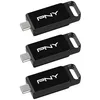 Image de PNY Pack de 3 Clés USB 3.2 Elite  Type-C® 128 Go - Jusqu'à 120 Mo/s en Lecture et Jusqu'à 10 Fois Plus Rapide en Écriture Que l'USB 2.0, Connecteur Type-C, Design fiable, Durable et Portable