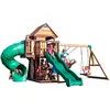 Image de Backyard Discovery Cedar Cove | Maisonnette en Bois avec Balancoires, Toboggan Double Mur d'escalade et Banc | Balancoire Exterieur avec Toboggan, Portique Balancoire Exterieur | Vert, Marron