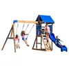 Image de Backyard Discovery Aurora, Aire De Jeux en Bois | Portique Balançoire avec Mur d'escalade, Toboggan Et Balançoire, Bac À Sable | Cabane Exterieur pour Enfant, Jeux Exterieur, +3 Ans