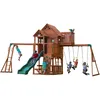 Image de Backyard Discovery Skyfort II Aire De Jeux en Bois | Portique Balançoire avec Mur d'escalade, Toboggan Et Balançoire, Trapèze | Barre De Singe, Jeux Exterieur, +3 Ans