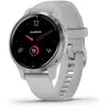Image de Garmin Venu 2S - Montre connectée GPS Multisports avec écran AMOLED, autonomie Longue durée (10 Jours) - Silver avec Bracelet Gris - Boîtier 40 mm