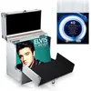 Image de Retro Musique Étui de rangement pour disque vinyle en aluminium 30,5 cm avec rabat avant pliable unique pour un meilleur accès à vos disques vinyles, peut contenir jusqu'à 40 disques vinyles (dans des pochettes en PVC) Comprend 40 pochettes extérieures pour disques vinyles (Argent)