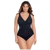 Image de Miraclesuit Maillot de bain une pièce pour femme - Grande taille - Col en V - Coupe souple - noir - 24W US