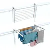 Image de foxydry Séchoir à linge pliable pour balcon, balustrade d'extérieur en acier inoxydable et aluminium Duo pour terrasses, balcons et balustrades - Longueur : 82 cm (blanc, 82 cm)