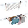 Image de Foxydry Duo Étendoir de balcon pliable d'extérieur, robuste, en acier inoxydable et aluminium, pour balustrade de balcon, terrasse, finition Corten, longueur 118 cm