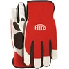 Image de FELCO 702M Gants de travail avec cuir rouge/blanc (taille M, paume + doigts en cuir, dos en spandex, matériau respirant, 1 paire de gants de jardin)