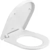 Image de TODOT Abattant WC Forme D, Cuvette Toilette avec Frein de Chute, Lunette de Toilette Charnière Réglable, Dégagement Rapide à Un Bouton, Blanc