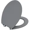 Image de TODOT Abattant WC avec Frein de Chute Silencieux, Lunette de Toilette en Bois MDF, Revêtement Caoutchouc Doux au Toucher, Charnières Ajustables, Compatible Cuvette O, Capacité jusqu'à 175 kg (Gris)