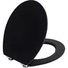 Image de TODOT Abattant WC avec Frein de Chute Silencieux, Lunette de Toilette en Bois MDF, Revêtement Caoutchouc Doux au Toucher, Charnières Ajustables, Compatible Cuvette O, Capacité jusqu'à 175 kg (Noir)