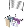 Image de foxydry Fold, Étendoir Mural, Extensible à Linge Mural Noir refermable et Amovible pour l'intérieur ou l'extérieur en Aluminium et Acier (100 cm)