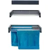 Image de foxydry Hide, Étendoir mural et balcon, pour extérieur et intérieur rétractable, refermable 71 x 35 x 13 cm (71 cm, anthracite)