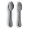 Image de Mushie Set de fourchette et cuillère pour enfants | Couverts de table réutilisables | Résistants au lave-vaisselle et au micro-ondes | Fabriqué au Danemark | Smoke