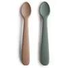 Image de Mushie cuillères bébé pour enfants | Lot de 2 Cuillère en silicone sans BPA | Cuillère d'alimentation lavable au lave-vaisselle | Accessoires pour les tout-petits | Dried Thyme/Natural