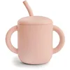 Image de mushie Tasse d'Apprentissage en Silicone avec Paille | 6 Mois et Plus | 175 ml | Poignées Anti-Déversement et Antidérapantes | Sans BPA | Anti-Fuite | Lavable au Lave-Vaisselle | Blush