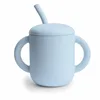 Image de mushie Tasse d'Apprentissage en Silicone avec Paille | 6 Mois et Plus | 175 ml | Poignées Anti-Déversement et Antidérapantes | Sans BPA | Anti-Fuite | Lavable au Lave-Vaisselle | Powder Blue