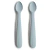 Image de Mushie | Lot de 2 Cuillère en silicone sans BPA | Cuillère d'alimentation lavable au lave-vaisselle | Accessoires pour les tout-petits | Powder Blue