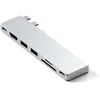 Image de SATECHI 7 en 1 Hub Dual USB C Pro Slim USB4 avec 6K@60Hz 40Gbps, PD 100W, 2X USB-A et 1x USB-C à 10Gbps, HDMI 4K@60Hz, SD/MicroSD pour MacBook Air/Pro/Neo et Plus   Argent