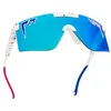 Image de Pit Viper The Original 2.0 Lunettes de soleil (rouge, blanc et bleu avec verres bleus polarisés HDPV, régulier)