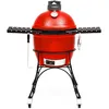 Image de Kamado Joe Classic Joe Série II Gril à charbon de bois en céramique de 18 pouces et fumoir avec chariot, Plateaux latéraux, grilles en acier inoxydable et 250 pouces carrés de cuisson en rouge