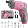 Image de WORKPRO Perceuse Visseuse sans Fil 3,6V, Visseuse Devisseuse Excentrique Rechargeable avec Batterie 2,0 Ah, 7 Nm, 2 Sens Rotation + Lampe LED, Câble Charge USB, 24 Accessoires, pour Bricolage, Rose