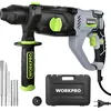 Image de WORKPRO Marteau Perforateur Électrique 1050W, Perceuse à Percussion, Marteau Rotatif avec Poignée Rotative 360°, Mandrin SDS-PLUS, 4 Fonctions, Perçage et Burinage, Livré avec Mallette et Accessoires