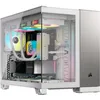Image de Corsair 2500X Boîtier Petit Tour mATX à Double Chambre   Verre Trempé Panoramique - Connexion Inversée Compatible avec la Carte Mère   Pas de Ventilateurs Inclus   Blanc/Gris Satiné Aluminium