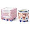 Image de Paddywax Bougie parfumée Dopo en céramique peinte à la main - 226 g - Coeurs - Vanille et palissandre