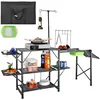 Image de VEVOR Cuisine de Camping 174 x 50 x 160 cm Table de Camping Pliable Structure en Alu 5 Comptoirs Meuble de Cuisine avec Sac de Transport Évier Amovible Installation Facile pour BBQ Pique-Nique Jardin
