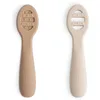Image de Mushie Cuillère D'apprentissage en Silicone | Lot De 2 Cuillères Pour Tout-Petits| Pour Bébé Pour Apprendre à Manger Seul | Lavable au Lave-Vaisselle | Natural/Shifting Sand