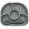 Image de bblüv - Yümi - Assiette de bébé anti-renversement avec ventouse et cuillère en silicone (Gris)