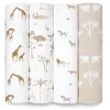 Image de Aden + Anais Boutique Lange Enveloppant Organique Lot de 4   100% Mousseline de Coton Biologique, Grande, Douce, Couvertures Respirantes pour Bébés   Enveloppements pour Bébé Légers Multifonctionnels