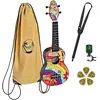 Image de Ortega Guitars Ukulélé Soprano coloré - Keiki K2 - Kit de démarrage incluant Accordeur, Courroie, 5 Médiators Medium et Sac à cordon - peace '68 (K2-68)