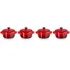 Image de Set 4 mini-cocottes céramique 10 cm Cerise Le Creuset