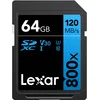 Image de Lexar SDXC High-Performance 64 Go 800 x UHS-I série Blue, Classe 10, U3, V30, pour Enregistrement vidéo 4K, Haute Vitesse de Transfert, Noir/Bleu