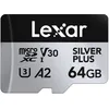 Image de Lexar Silver Plus Carte Micro SD 64 Go, Microsdxc Carte TF jusqu'à 205 Mo/s en Lecture, 100 Mo/s en écriture, Carte Mémoire Micro SD+ Adaptateur, A2, U3, Classe 10, V30, Full HD et 4K UHD Video